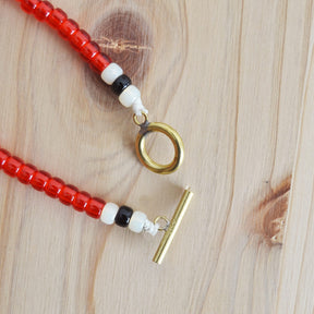 Kobashi Studio Japanese Beads Long Necklace Red | White | Black