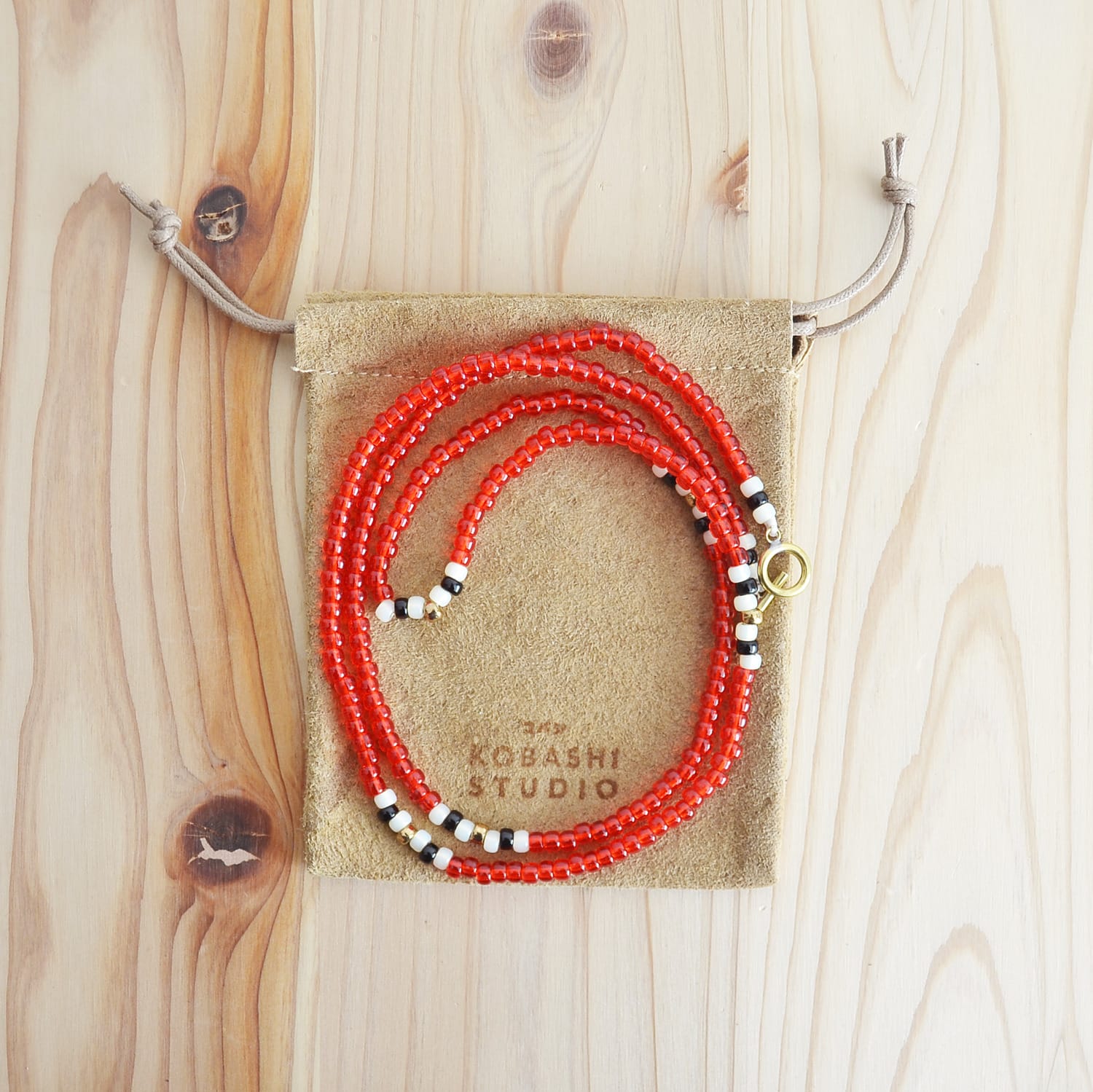 Kobashi Studio Japanese Beads Long Necklace Red | White | Black
