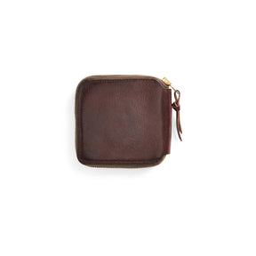 Leather Zip Wallet Dark Brown
