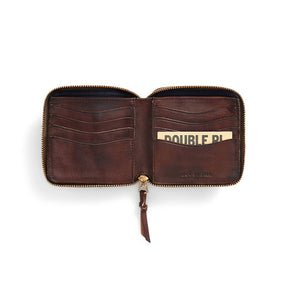 Leather Zip Wallet Dark Brown