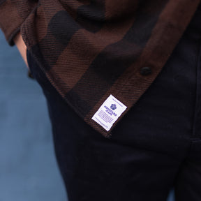 Momotaro MMLS6002 Block Check Long Sleeve Shirt Brown