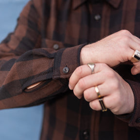 Momotaro MMLS6002 Block Check Long Sleeve Shirt Brown