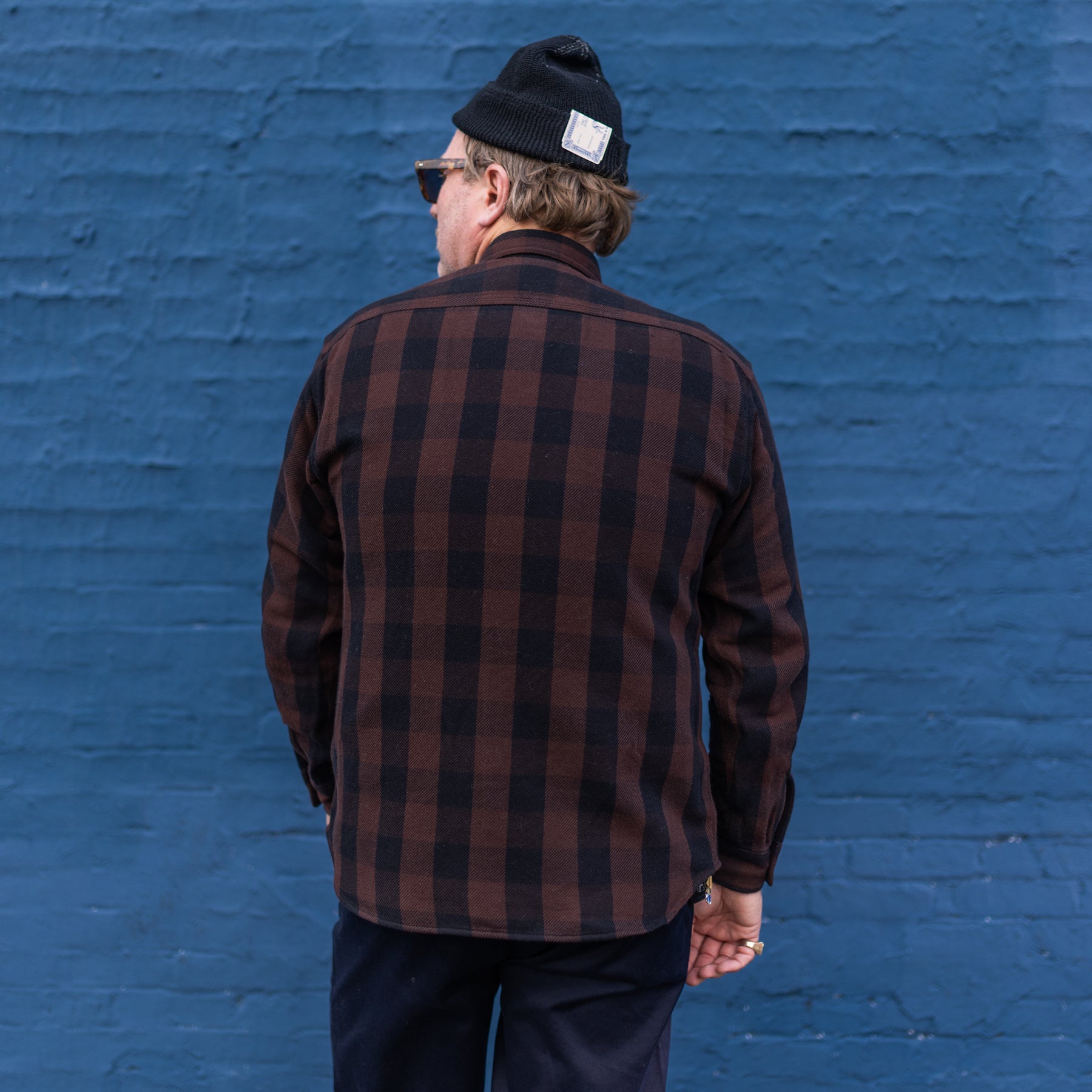 Momotaro MMLS6002 Block Check Long Sleeve Shirt Brown