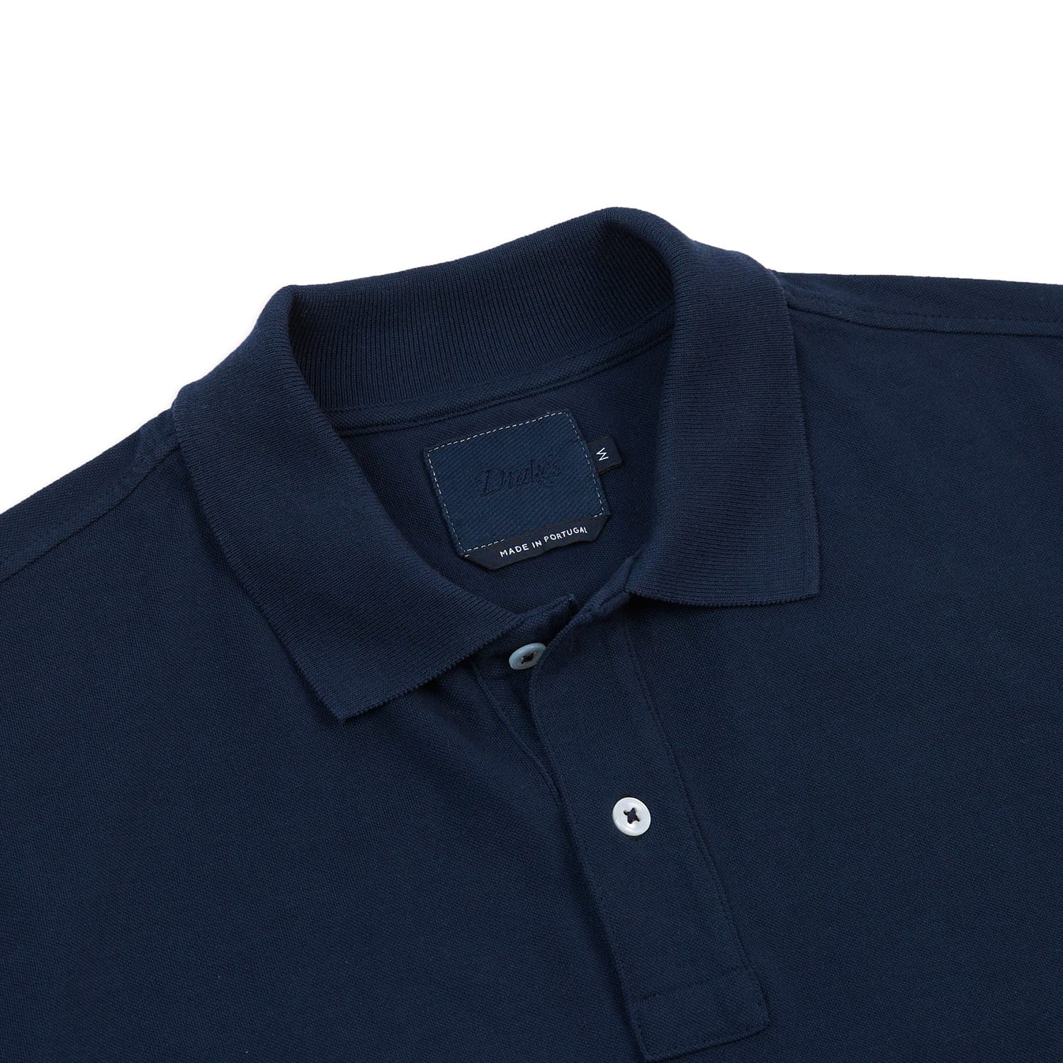 Drake's Dark Navy Piqué Cotton Polo Shirt
