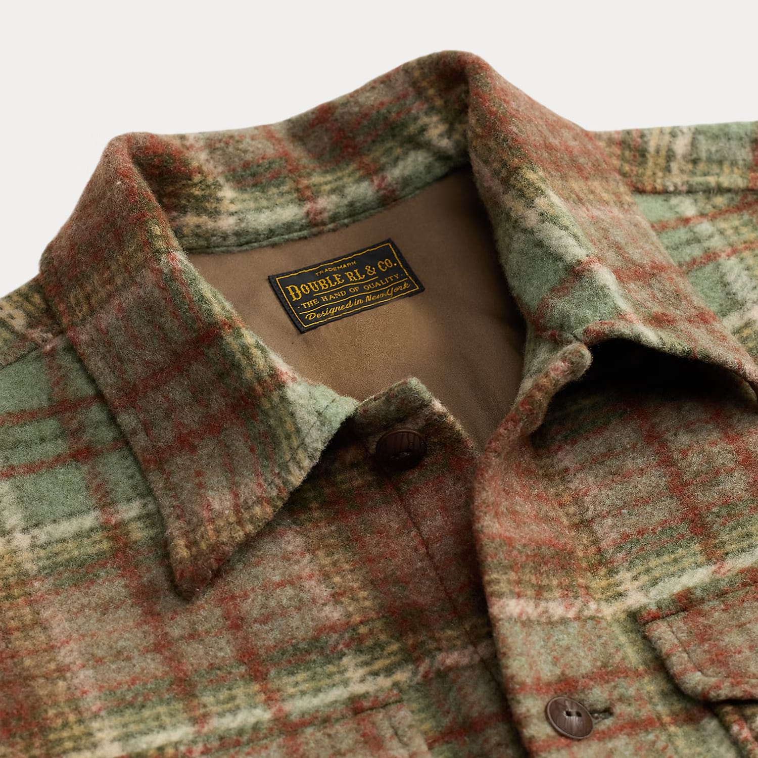 RRL Plaid Wool-Blend Workshirt Green/ Multi
