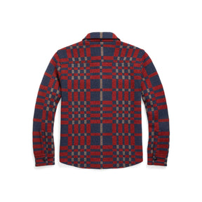 RRL Plaid Wool-Blend Workshirt Sweater Red/ Brown/ Multi FINAL SALE