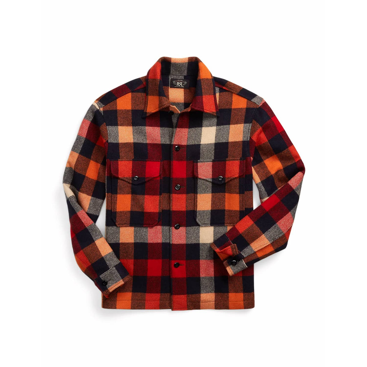 RRL Plaid Wool Shirt Jacket Orange Multi FINAL SALE