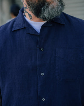 Polo Ralph Lauren Classic Fit Slub Linen Camp Shirt Newport Navy