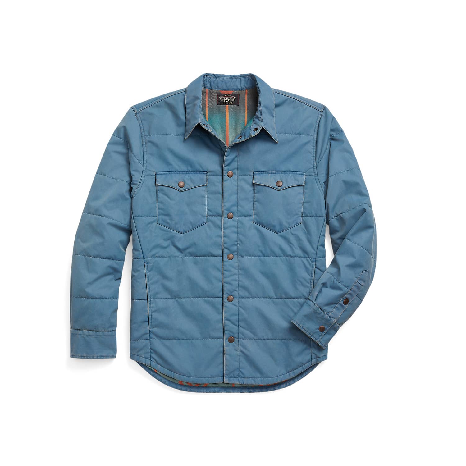 RRL Quilted Twill Western Overshirt Faded Blue