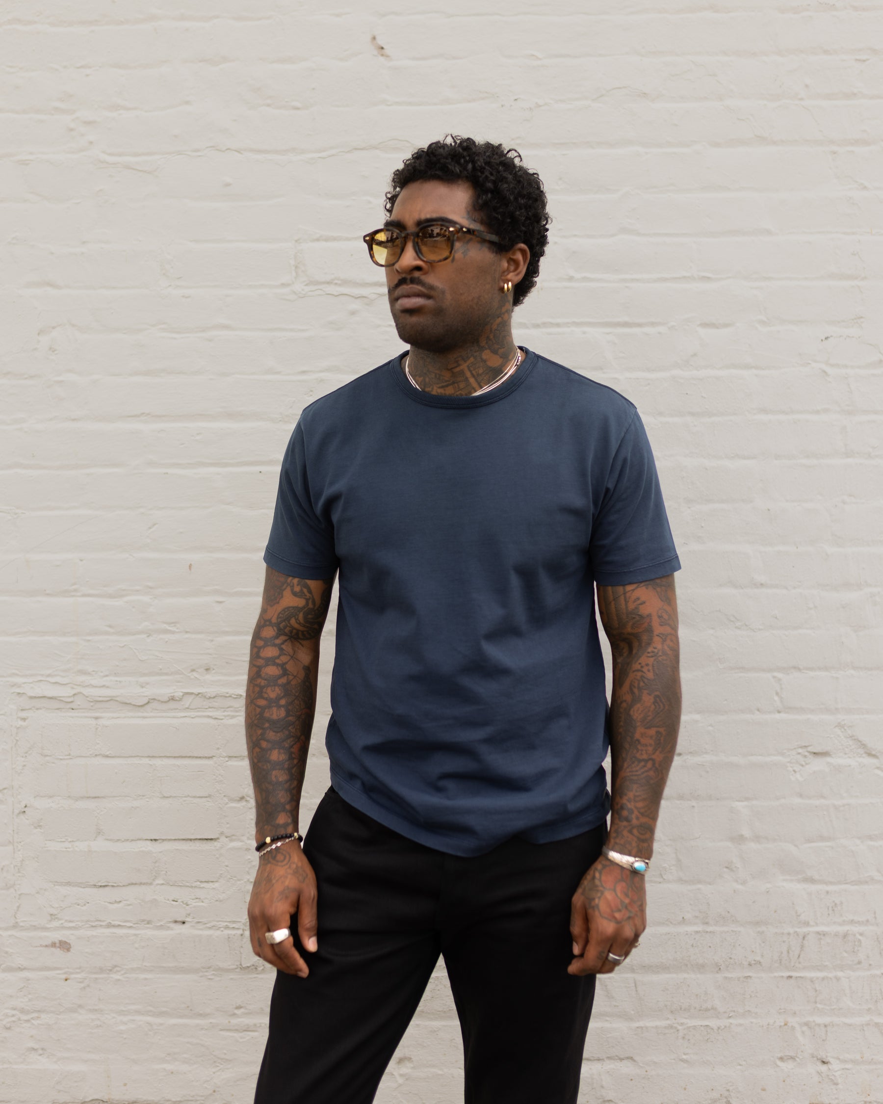 RRL Relaxed Fit Heavyweight Jersey T-Shirt Dark Navy