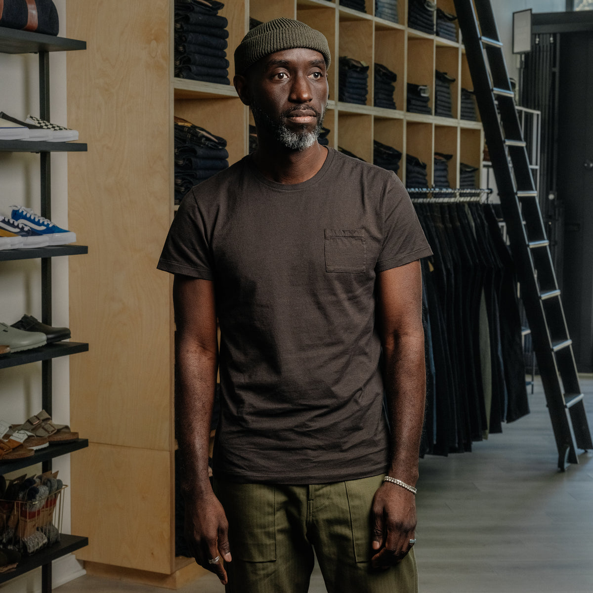 RRL Cotton Jersey Pocket T-Shirt Faded Black Canvas
