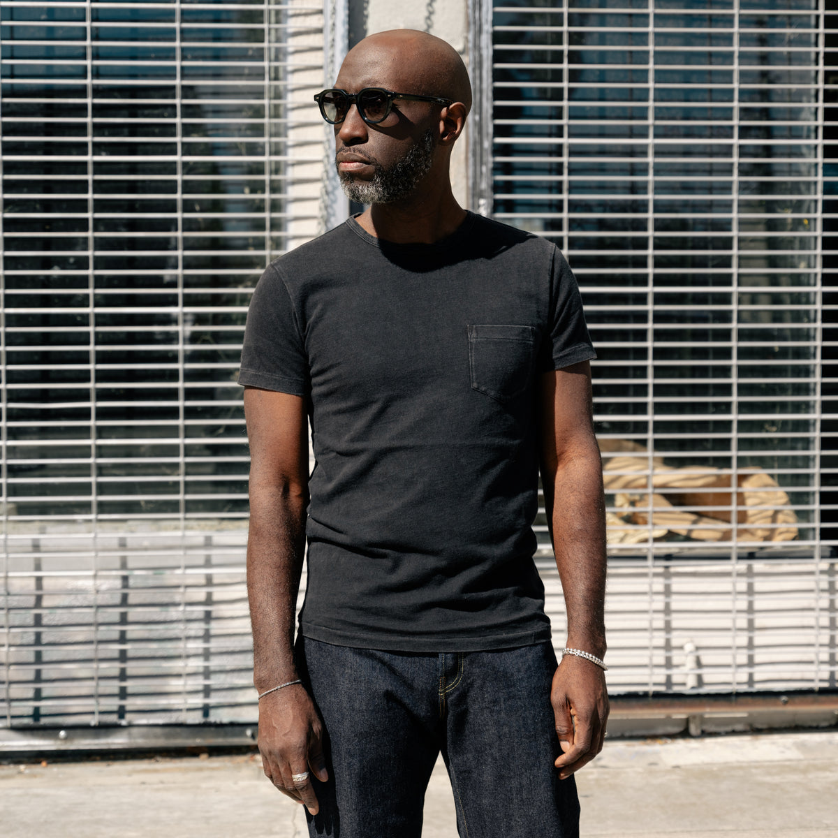 RRL Black Indigo Cotton Crewneck T-Shirt