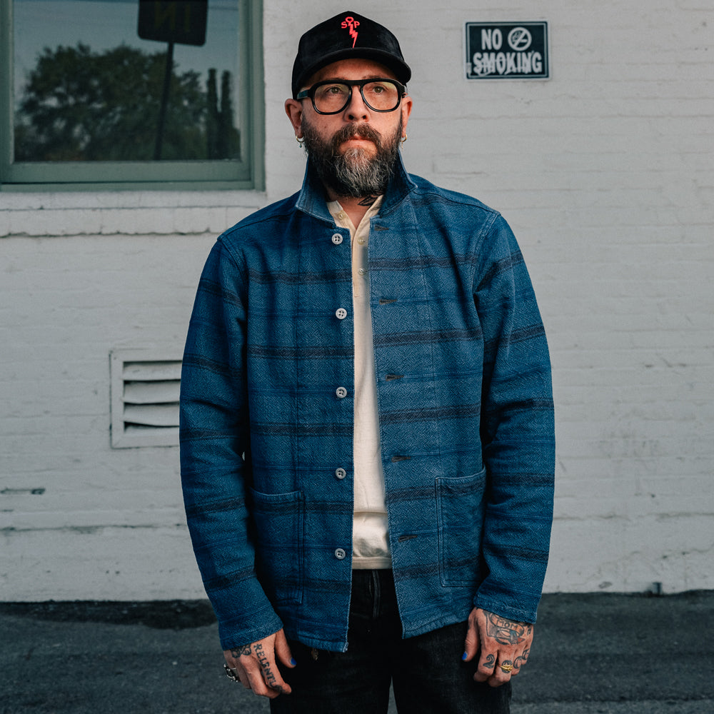 RRL Indigo Stripe Dobby Overshirt FINAL SALE