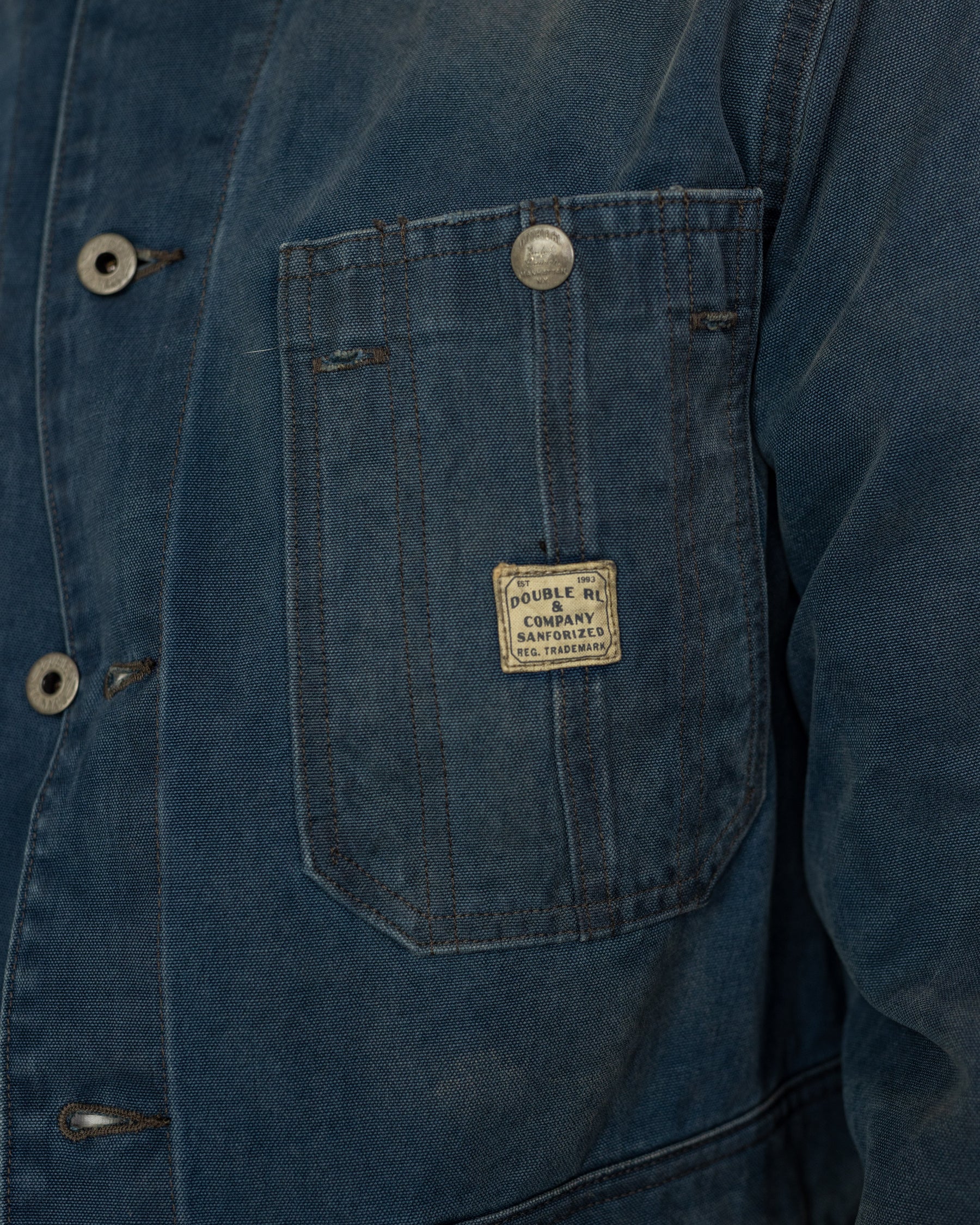 RRL Canvas Corduroy-Collar Engineer Jacket Faded Navy