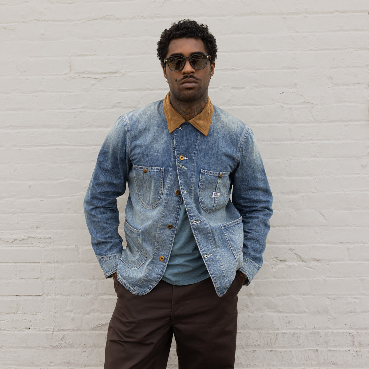 RRL Corduroy-Collar Indigo Denim Jacket Wrightsville Wash