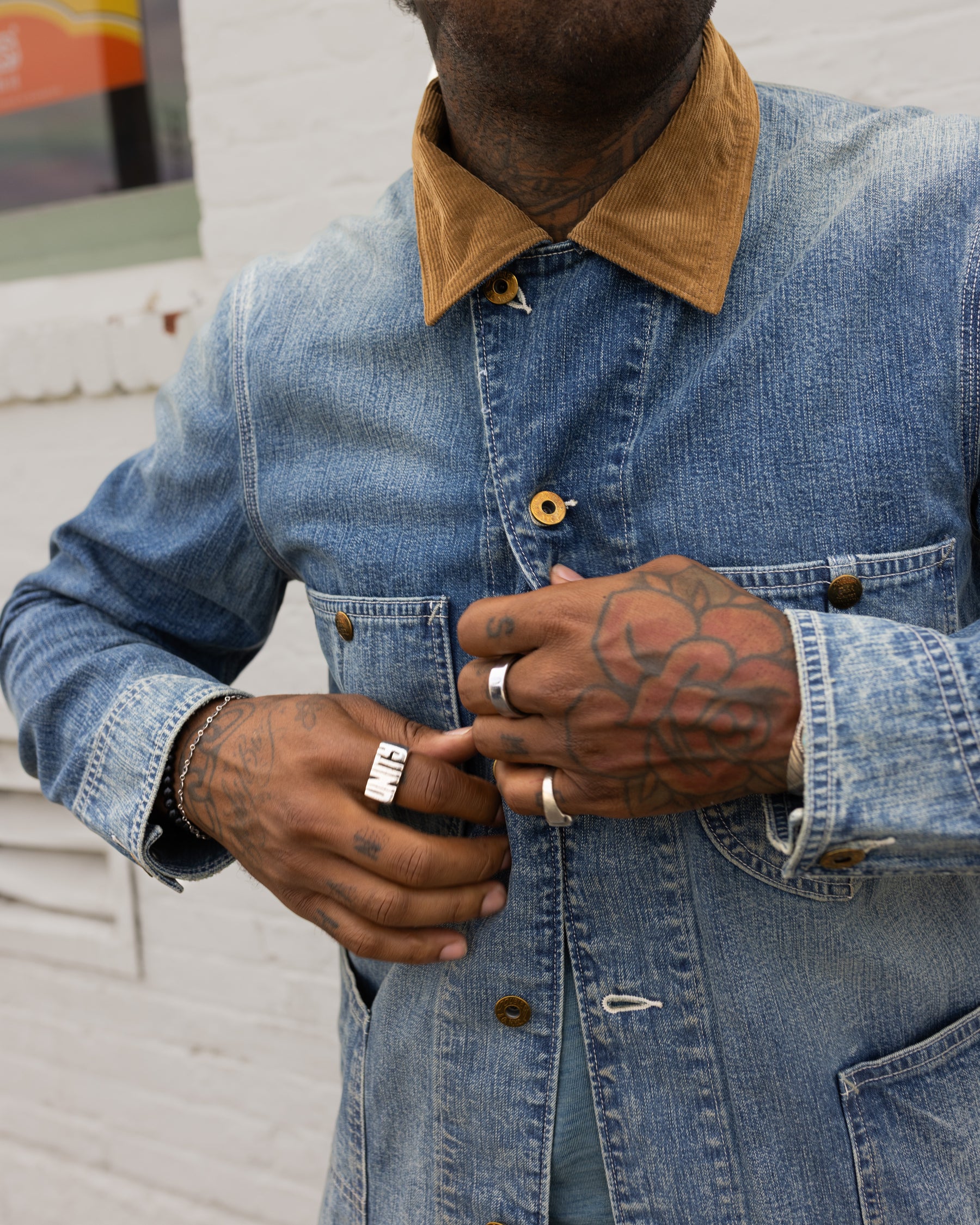 RRL Corduroy-Collar Indigo Denim Jacket Wrightsville Wash