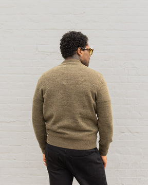 RRL Cotton-Wool Full-Zip Sweater Olive Heather