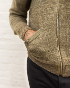 RRL Cotton-Wool Full-Zip Sweater Olive Heather