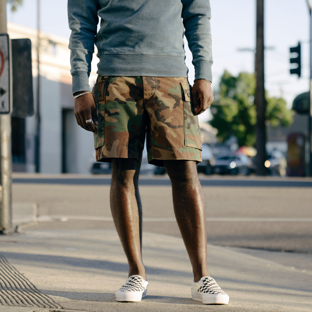 RRL Cotton Ripstop Regiment Cargo Short Woodland Camo