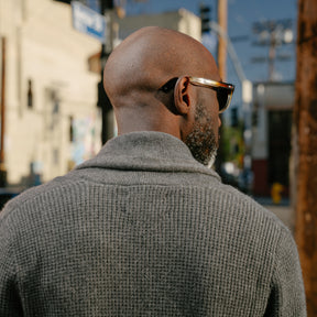 RRL Waffle-Knit Cashmere Shawl Cardigan Dark Grey Heather