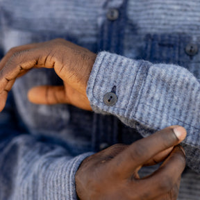 RRL Double-Knit Jacquard Overshirt Navy/ Multi FINAL SALE