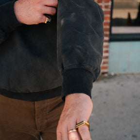 RRL French Terry Quarter-Zip Pullover Faded Black