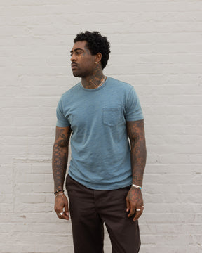 RRL Indigo Jersey Pocket Tee Rinsed Indigo