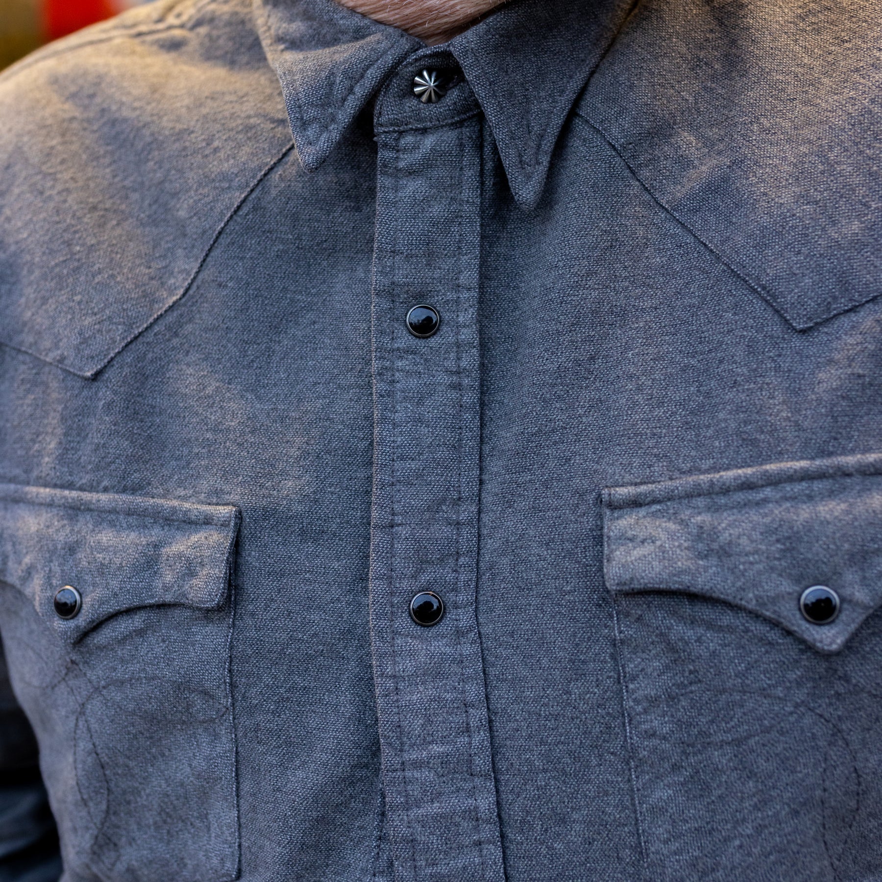 RRL Long-Sleeve Chamois Cloth Western Shirt Heather Gray