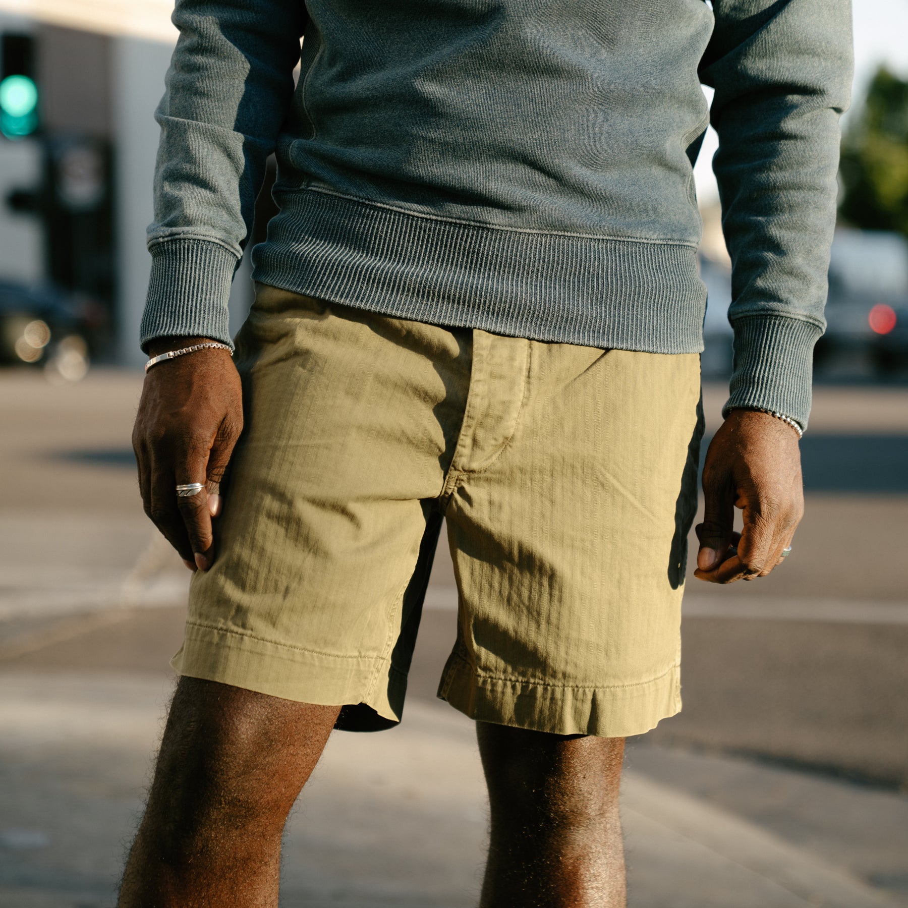 RRL Herringbone Twill Field Short Olive