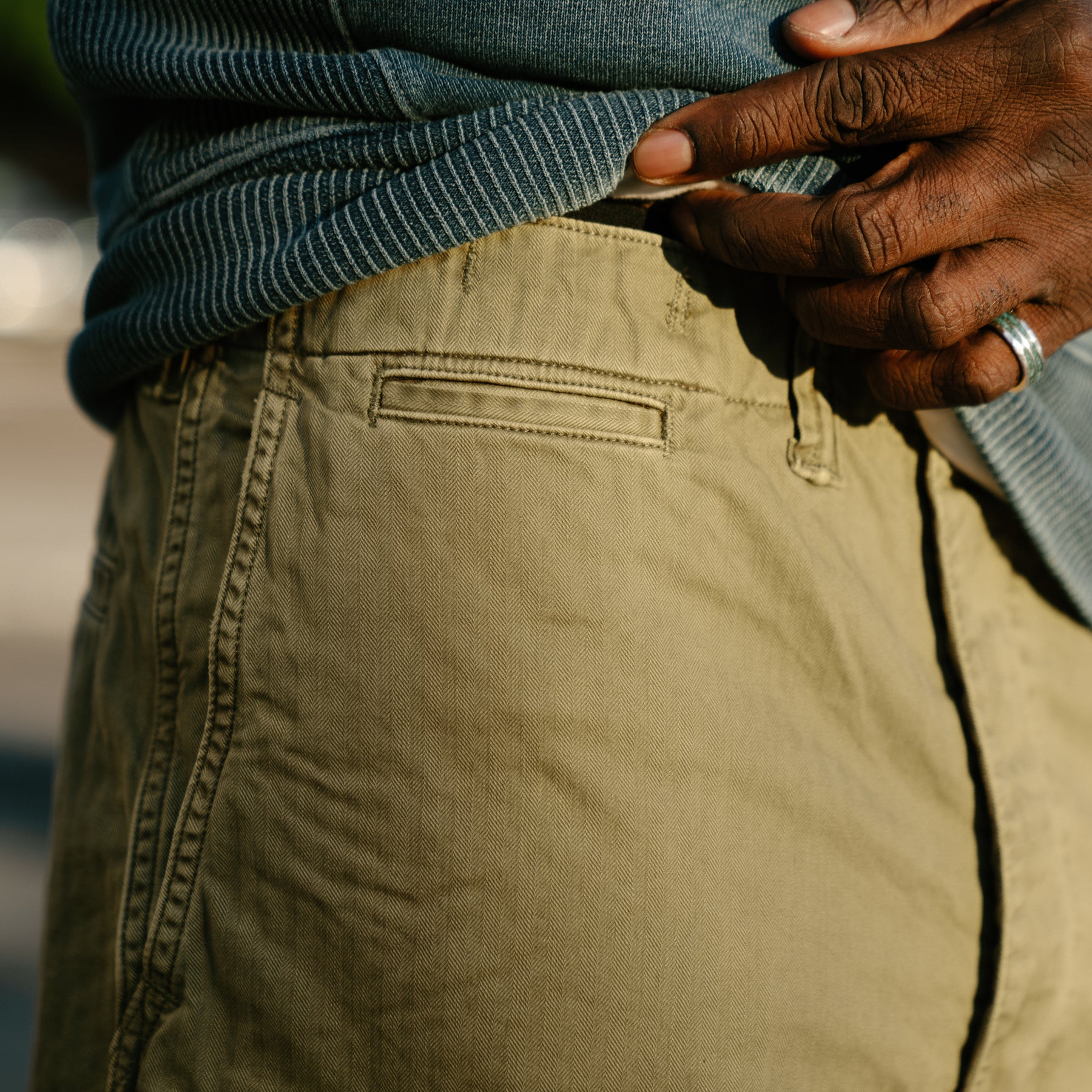 RRL Herringbone Twill Field Short Olive