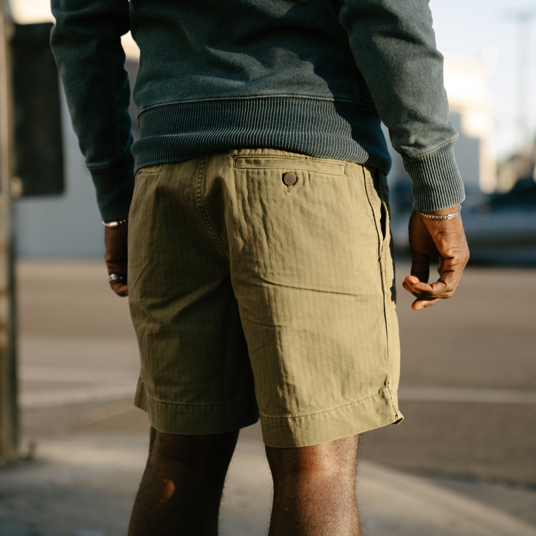 RRL Herringbone Twill Field Short Olive