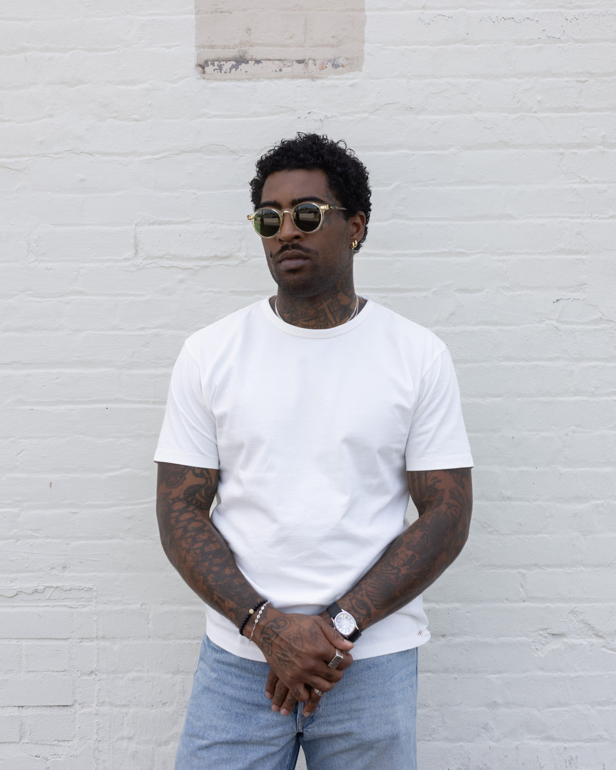 RRL Relaxed Fit Heavyweight Jersey T-Shirt Warm White