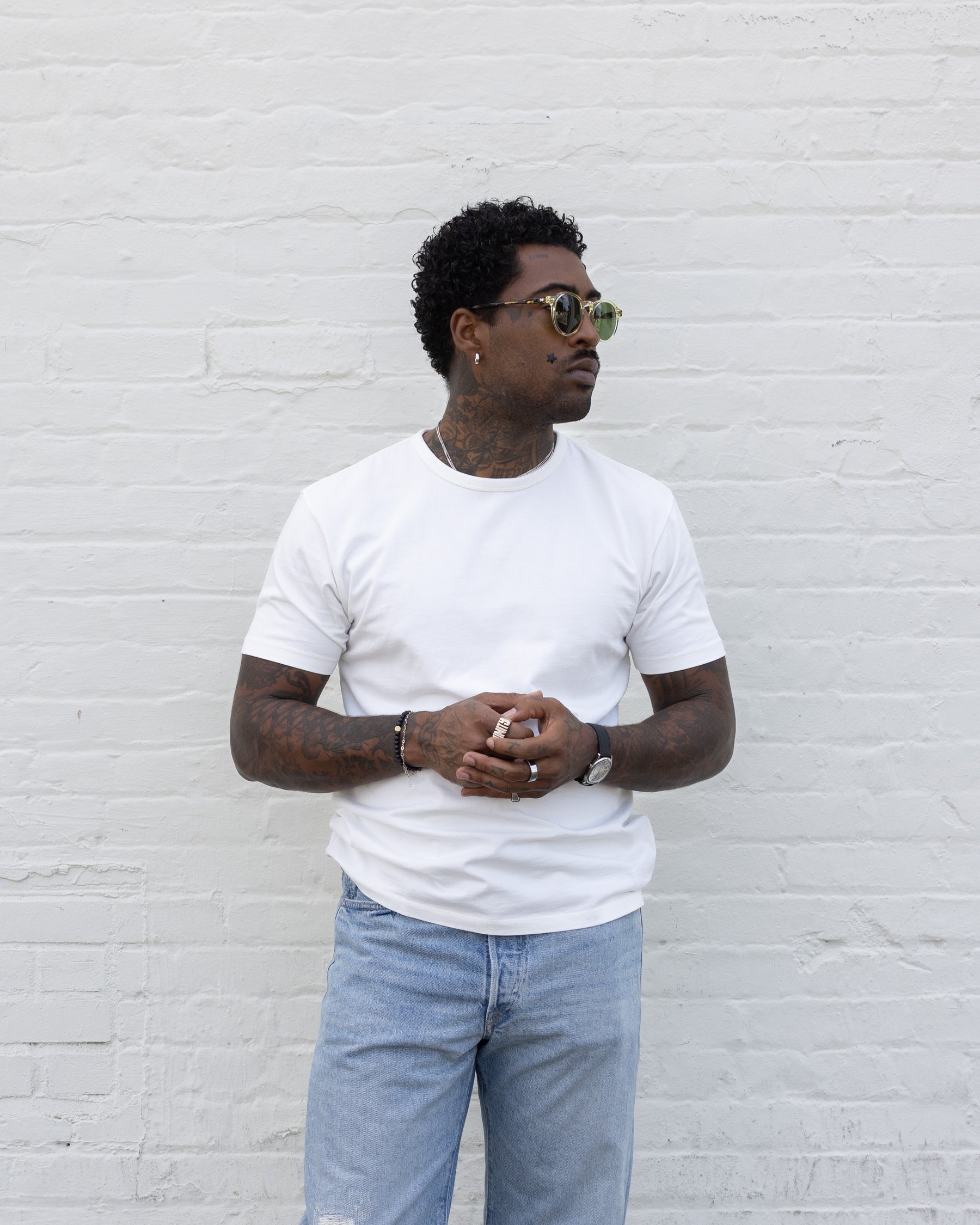 RRL Relaxed Fit Heavyweight Jersey T-Shirt Warm White