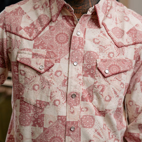 RRL Slim Fit Jersey Western Shirt Red/ Multi FINAL SALE