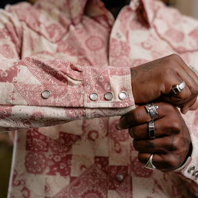 RRL Slim Fit Jersey Western Shirt Red/ Multi FINAL SALE