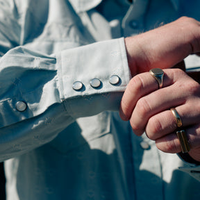 RRL Slim Fit Dobby Western Shirt Blue Multi