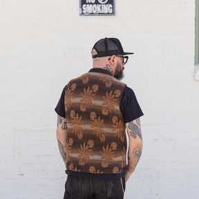 RRL Wool-Cashmere Snap-Front Sweater Vest Brown Multi FINAL SALE