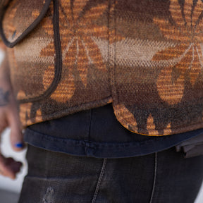 RRL Wool-Cashmere Snap-Front Sweater Vest Brown Multi FINAL SALE