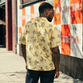 RRL Western-Print  Linen-Cotton Camp Shirt Yellow Multi