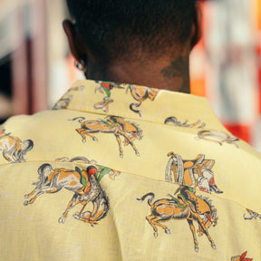 RRL Western-Print  Linen-Cotton Camp Shirt Yellow Multi