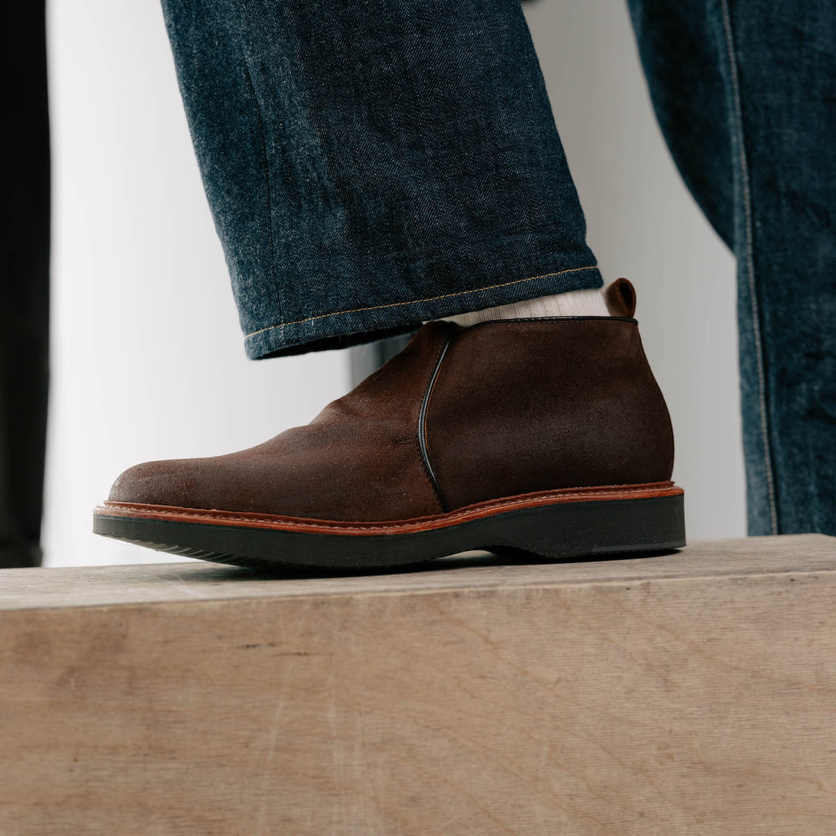 Alden x Snake Oil Provisions Romeo Chukka Boot Reverse Tobacco Chamois