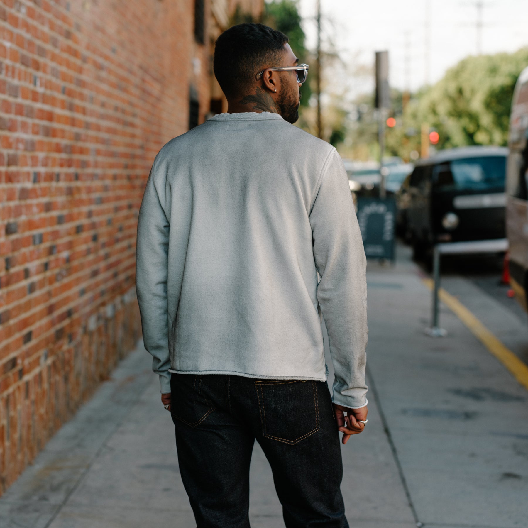 Schaeffer's Garment Hotel Raw Edge French Terry Crew Sweatshirt Dirty White