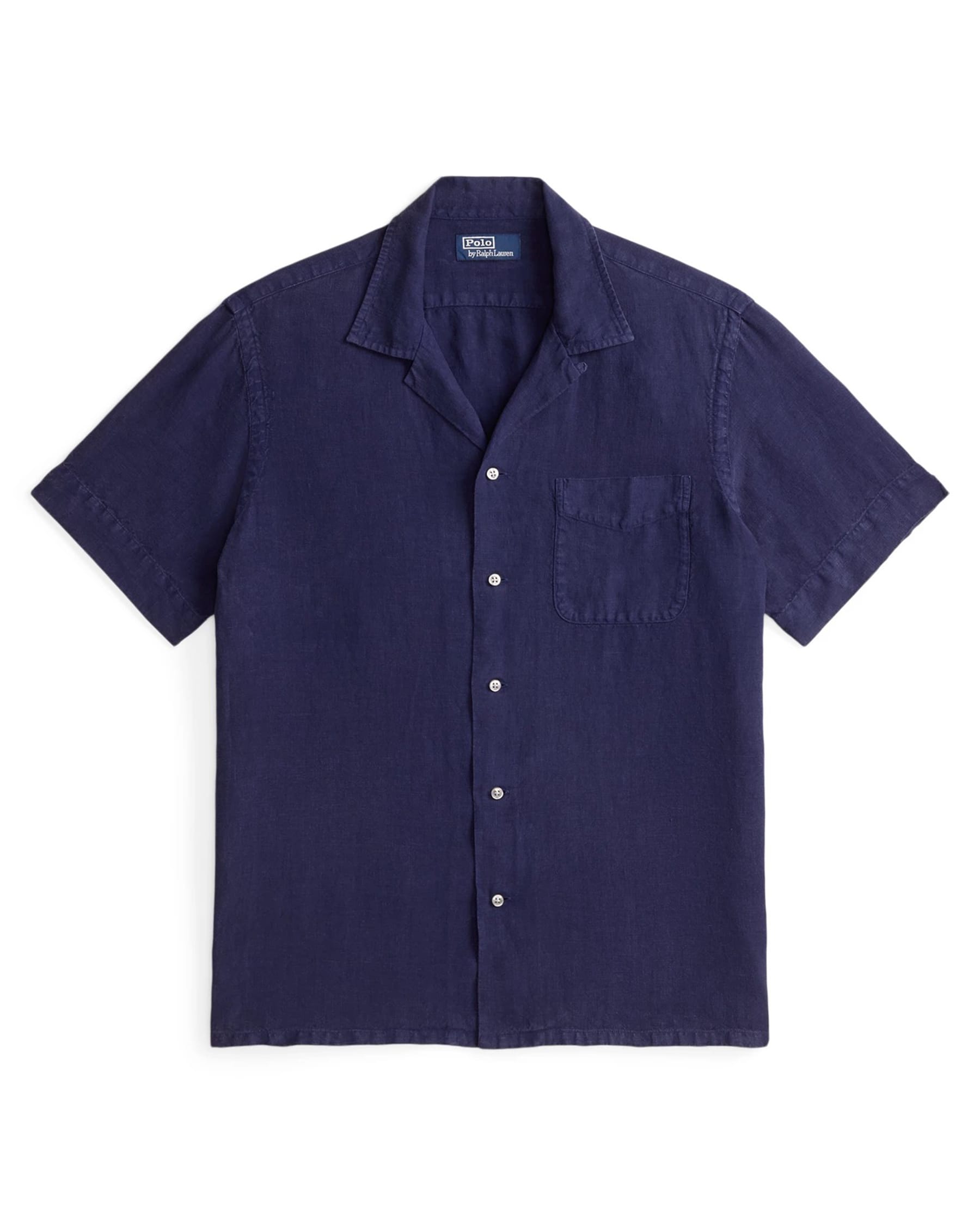 Polo Ralph Lauren Classic Fit Slub Linen Camp Shirt Newport Navy
