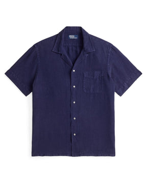 Polo Ralph Lauren Classic Fit Slub Linen Camp Shirt Newport Navy