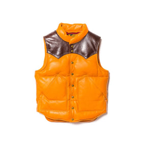 Y'2 Leather SV-01 Steer Oil & Horsehide Down Vest Camel/ Brown FINAL SALE