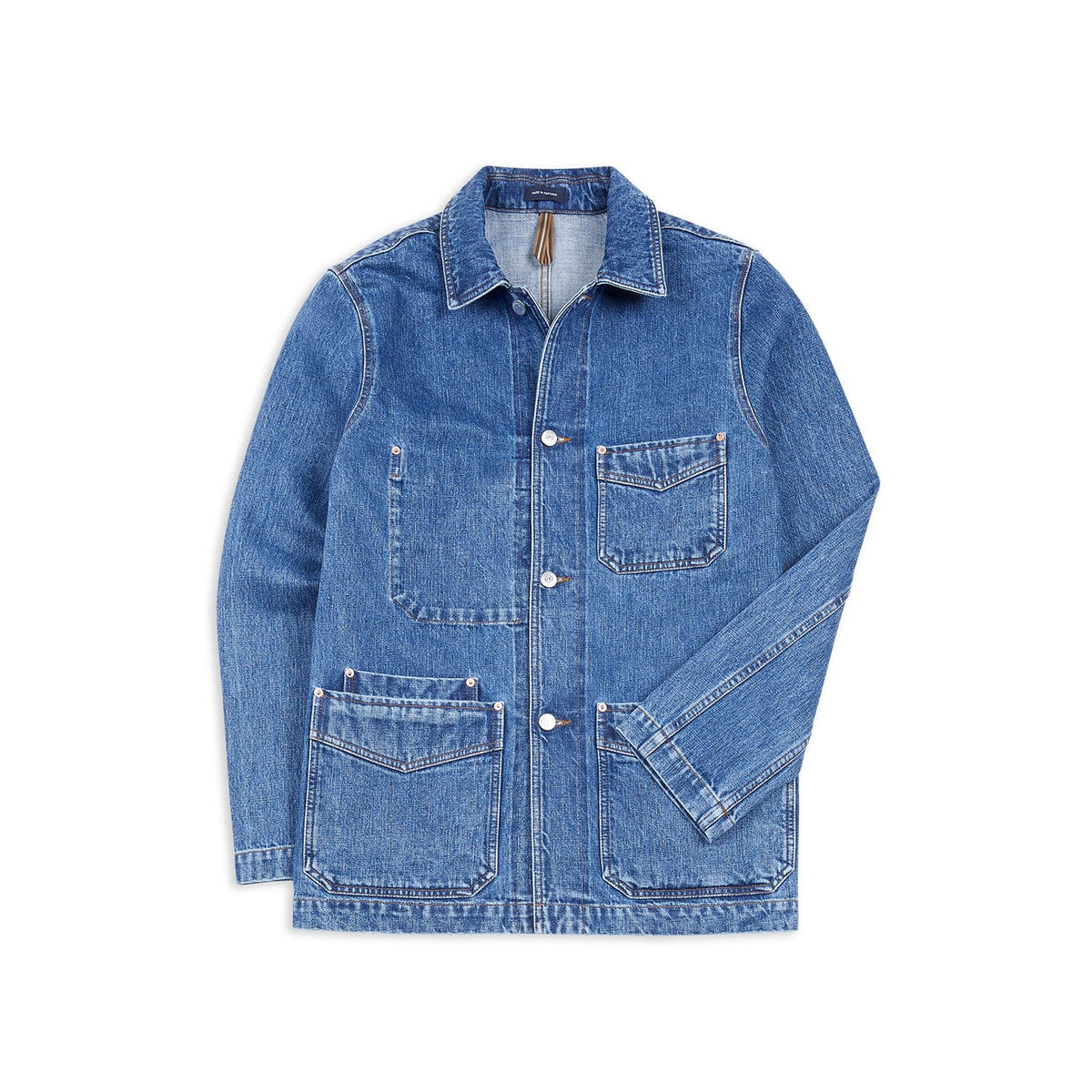 Drake's Bleach Wash Selvedge Denim Five-Pocket Chore Jacket