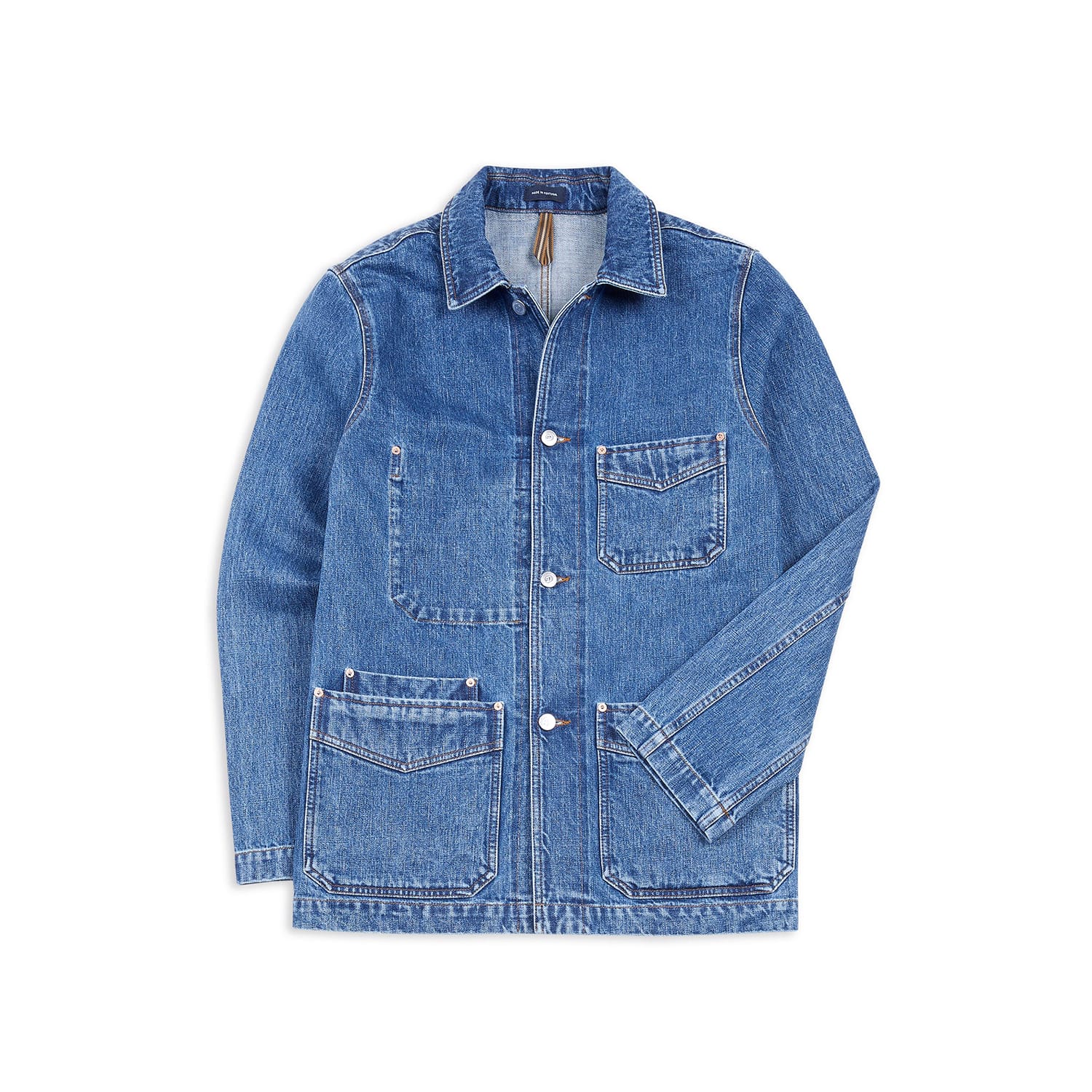Drake's Bleach Wash Selvedge Denim Five-Pocket Chore Jacket