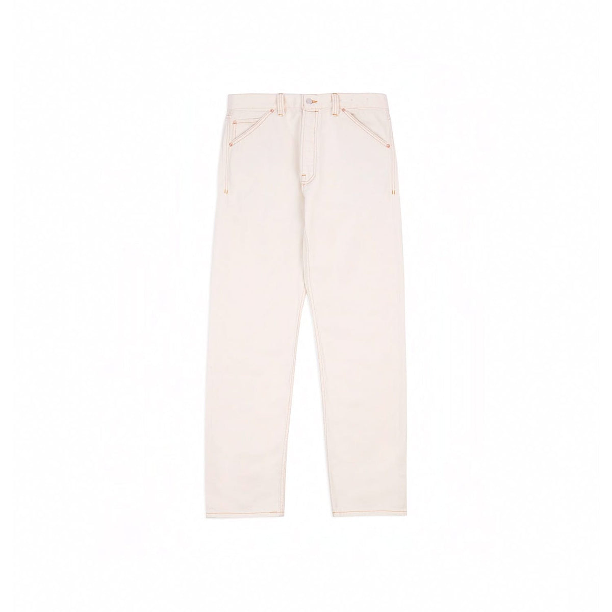 Drake's Ecru 12.7oz Selvedge Denim Contrast Stitch Five-Pocket Jeans