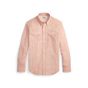 RRL Slim Fit Stripe-Print Western Shirt Red Multi Stripe