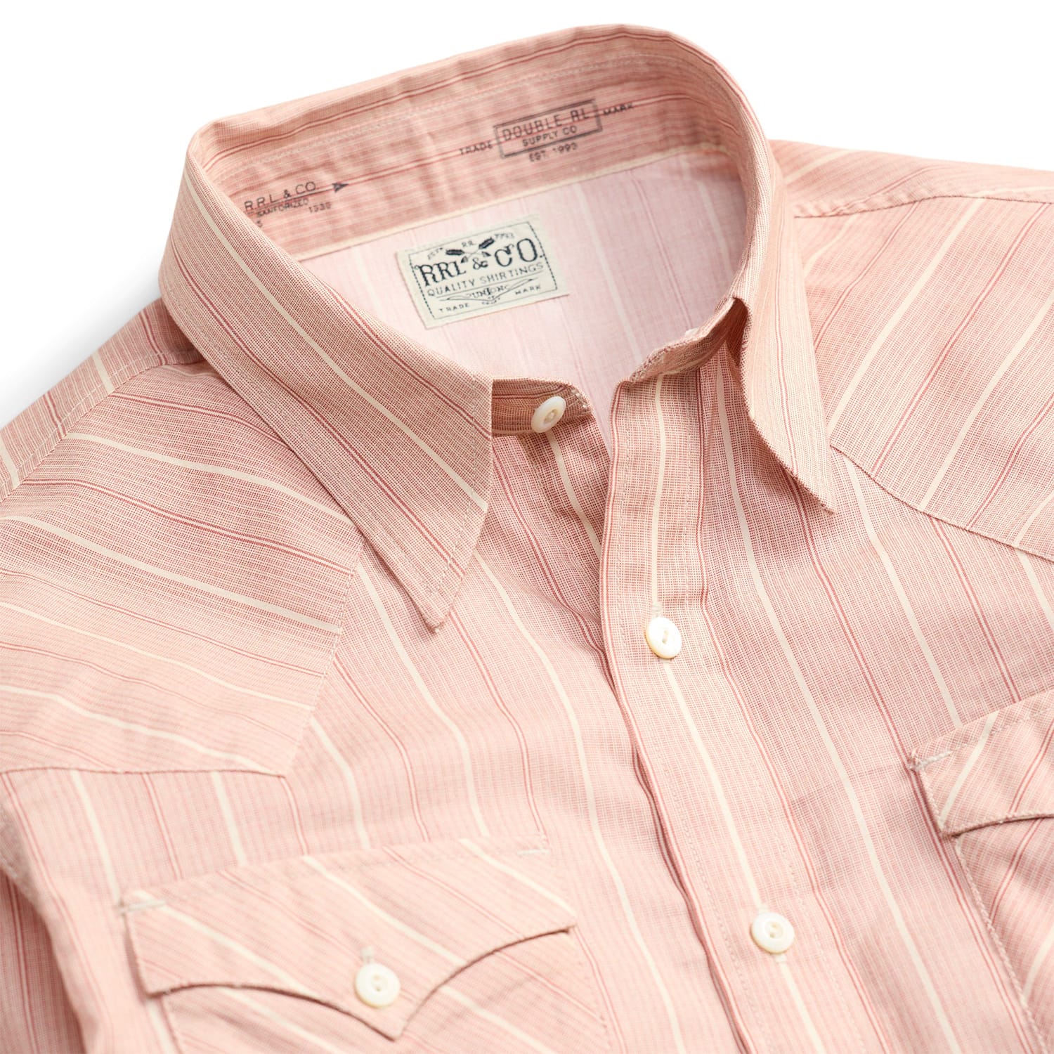 RRL Slim Fit Stripe-Print Western Shirt Red Multi Stripe
